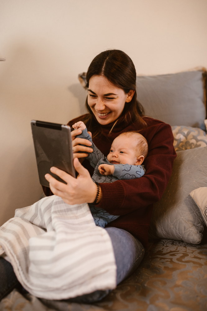 Virtual lactation consultation for a parent and baby